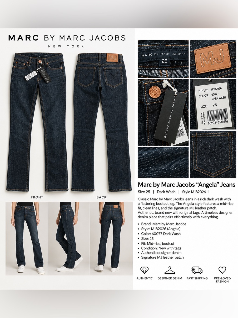 Marc by Marc Jacobs Dark Wash Bootcut Jeans - Blue